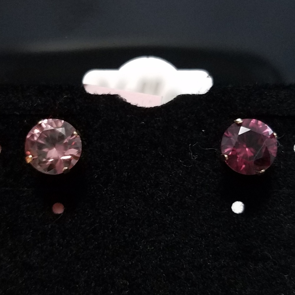 Lovely 14K gold pink gemstone studs